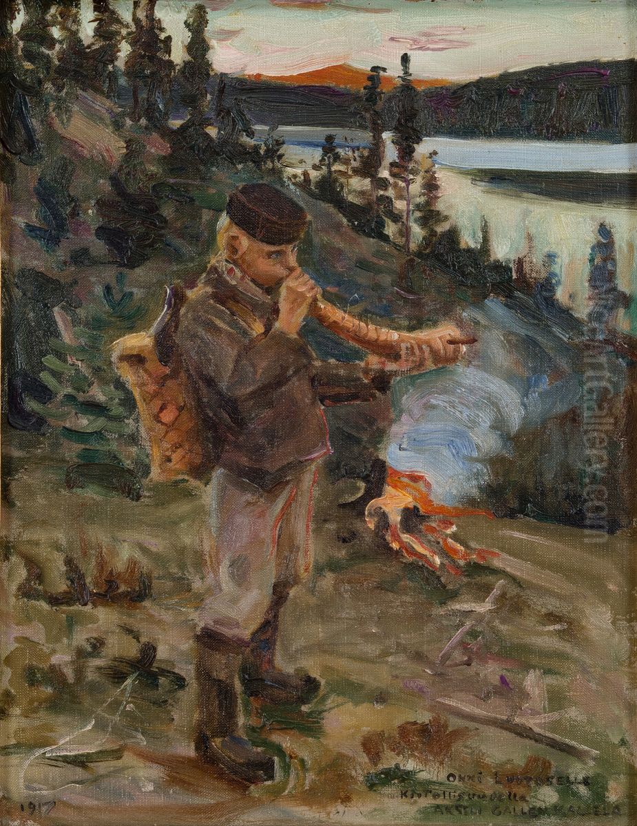 Paanajarven paimenpoika Oil Painting by Akseli Valdemar Gallen-Kallela