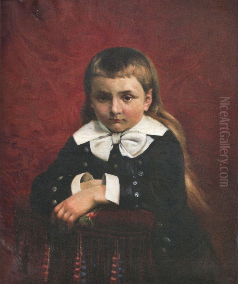 Professor George Capsa at the age of 8 Oil Painting by Theodor Aman