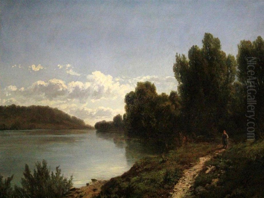 Lake landscape Oil Painting by Ernesto Allason