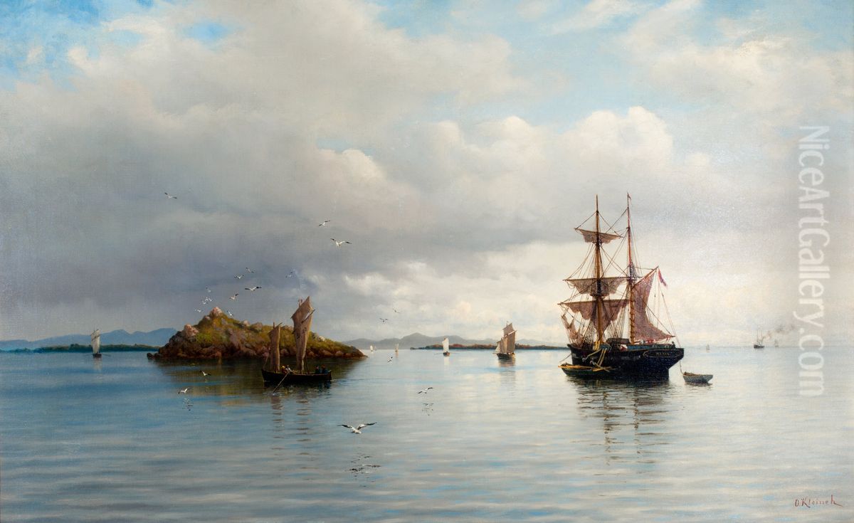At Anchor (Calm Sea) Oil Painting by Oscar Kleineh