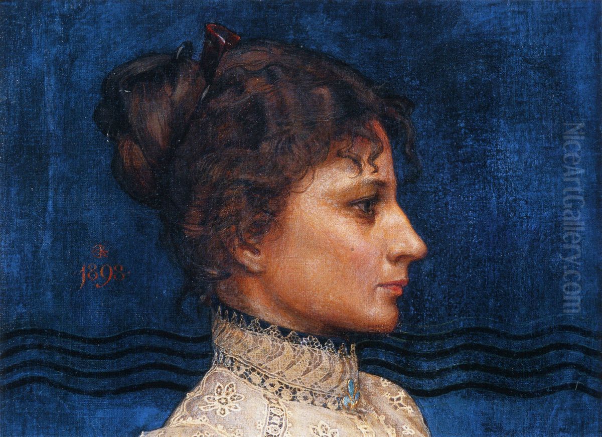 Portrait of Greta Ahlman Oil Painting by Akseli Valdemar Gallen-Kallela