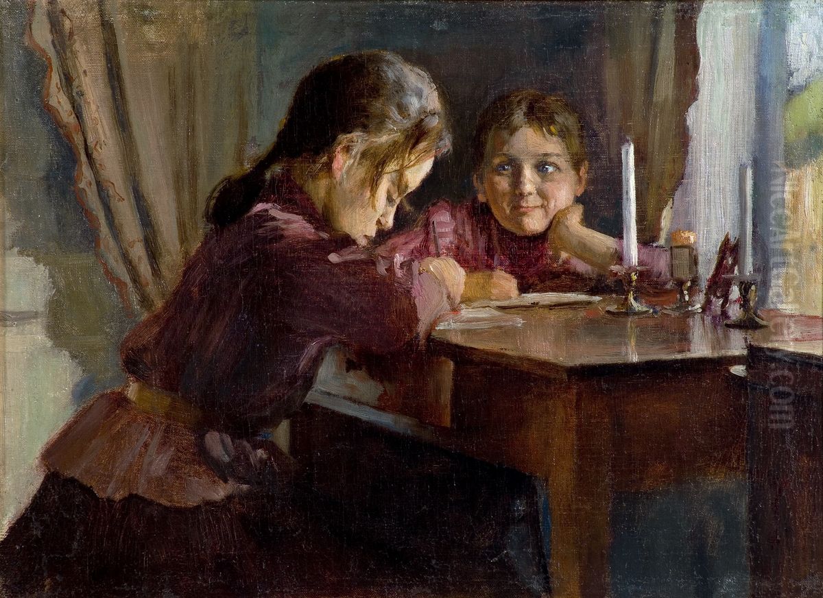 Sisarukset Oil Painting by Eero Jarnefelt