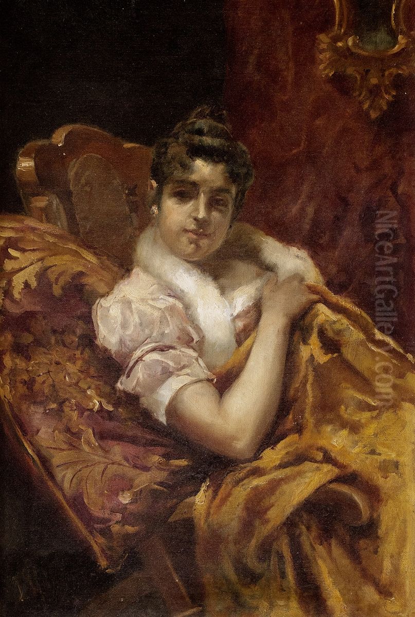 Despues del baile Oil Painting by Jose San Bartolome Llaneces