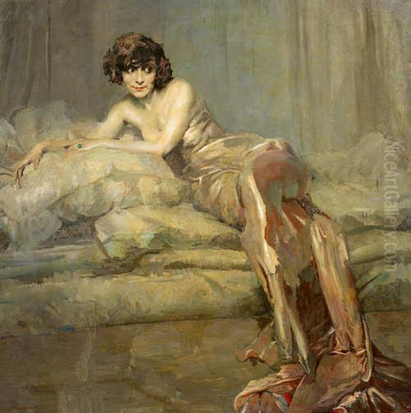 Maria Melato Oil Painting by Giuseppe Amisani