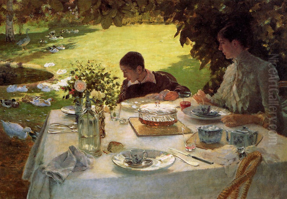 Colazione in giardino Oil Painting by Giuseppe de Nittis