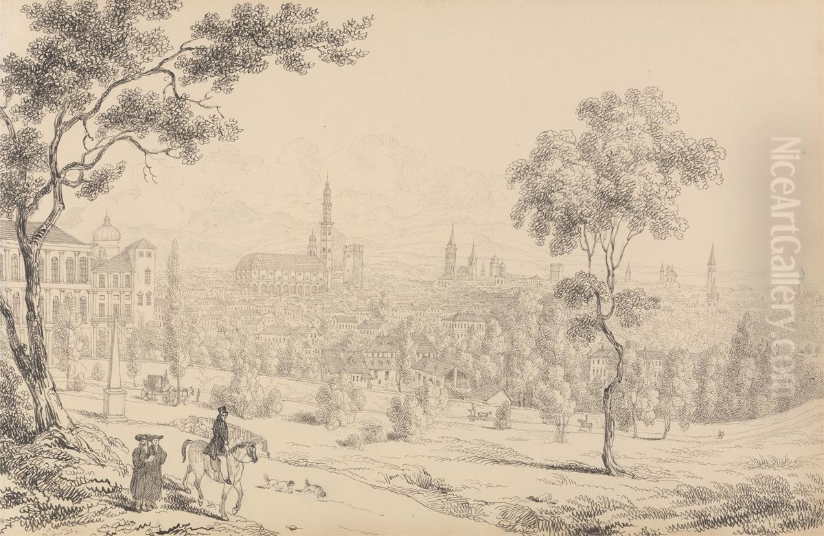 City of Vicenza, 2.n Nov.r 1840 Oil Painting by Sir Charles D'Oyly, 7th Baronet