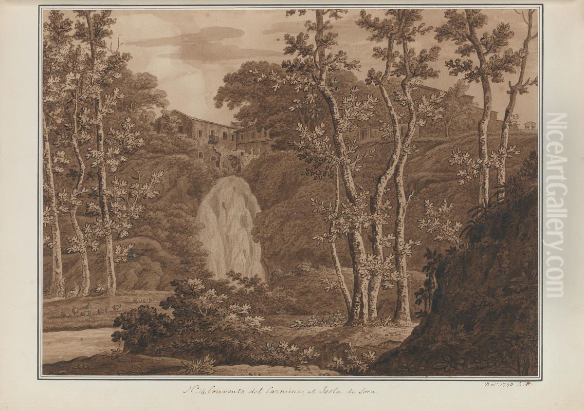 Convento del Carmine, at Isola di Sora Oil Painting by Sir Richard Hoare, 2nd Baronet