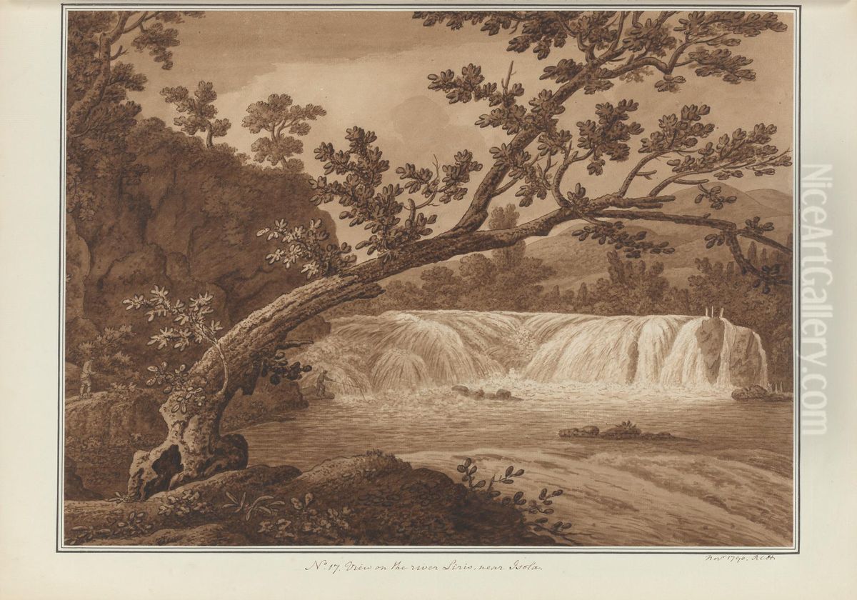 View on the river Liris, near Isola Oil Painting by Sir Richard Hoare, 2nd Baronet