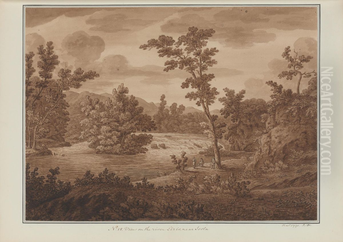 View on the river Liris, near Isola Oil Painting by Sir Richard Hoare, 2nd Baronet