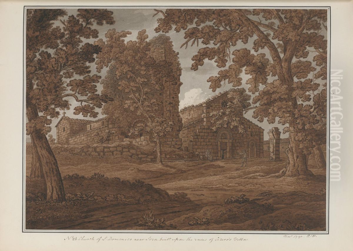 Church of S. Domenico near Sora built upon the ruins of Cicero's Villa Oil Painting by Sir Richard Hoare, 2nd Baronet