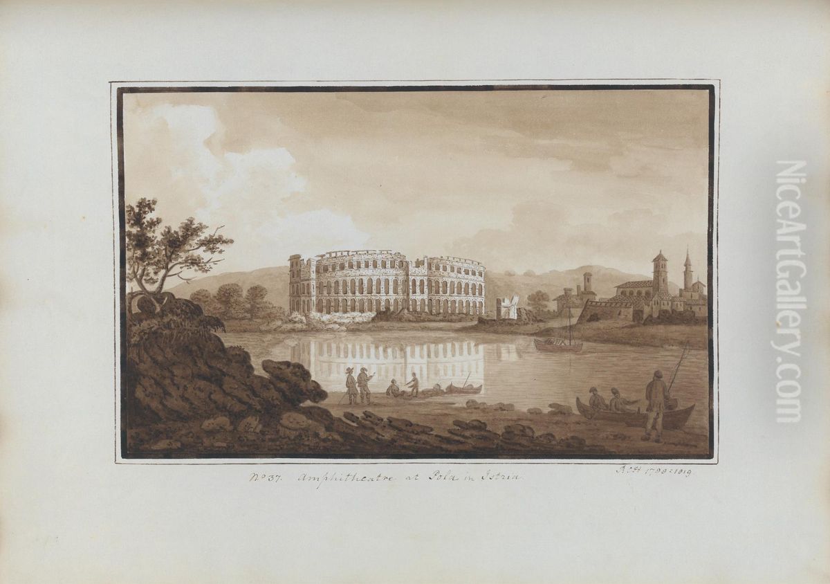 Amphitheatre at Pola in Istria Oil Painting by Sir Richard Hoare, 2nd Baronet