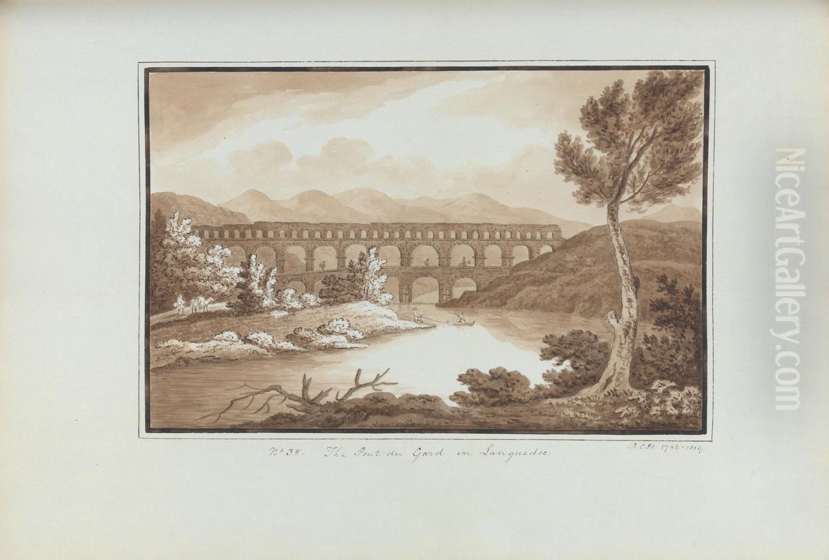 The Pont du Gard in Languedoc Oil Painting by Sir Richard Hoare, 2nd Baronet