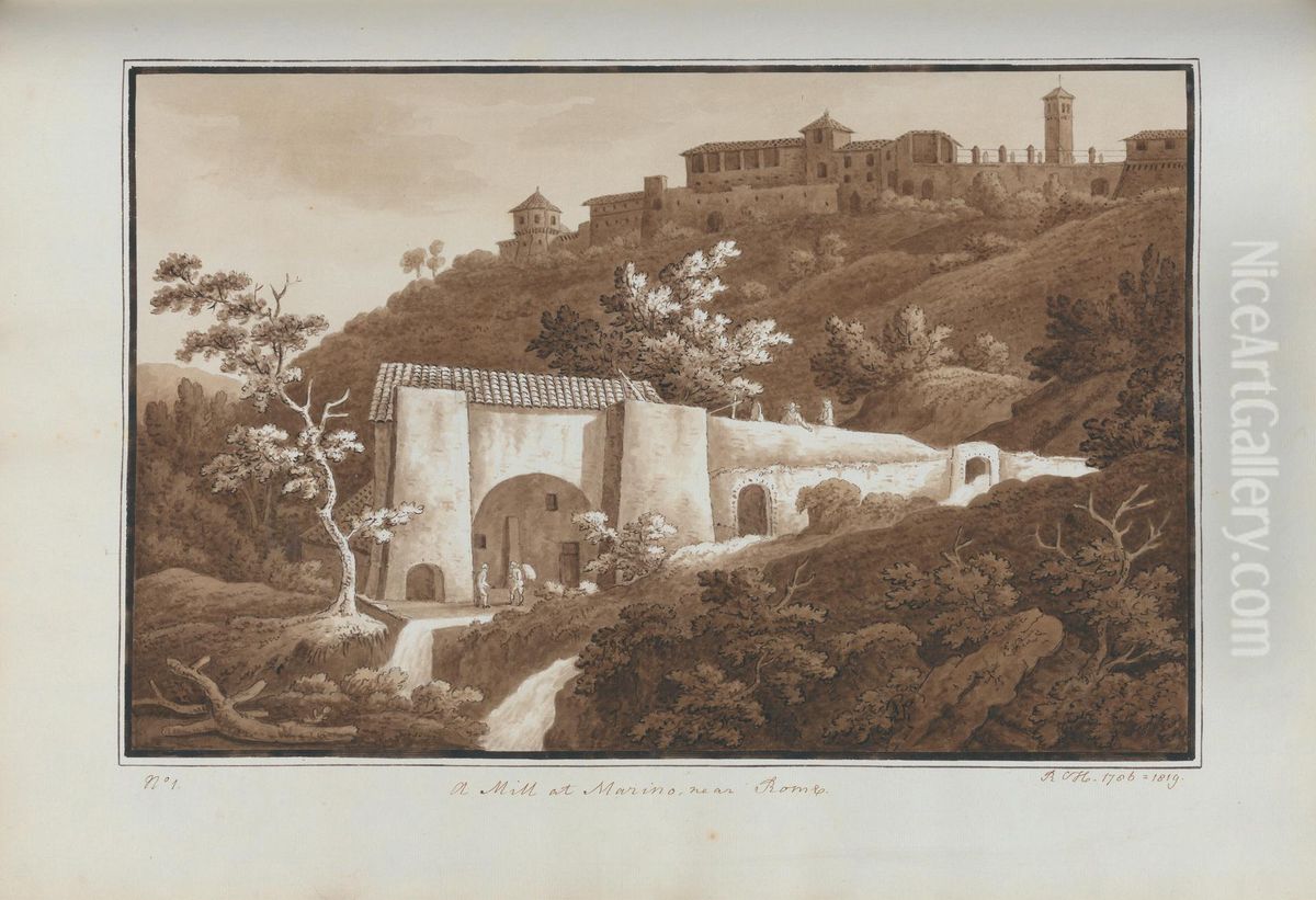 A Mill at Marino, near Rome Oil Painting by Sir Richard Hoare, 2nd Baronet