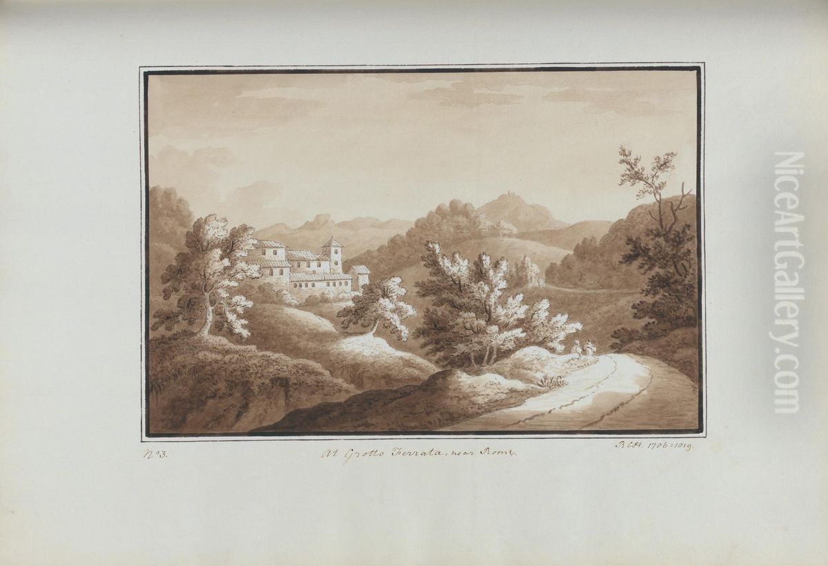 At Grotto Ferrata, near Rome Oil Painting by Sir Richard Hoare, 2nd Baronet