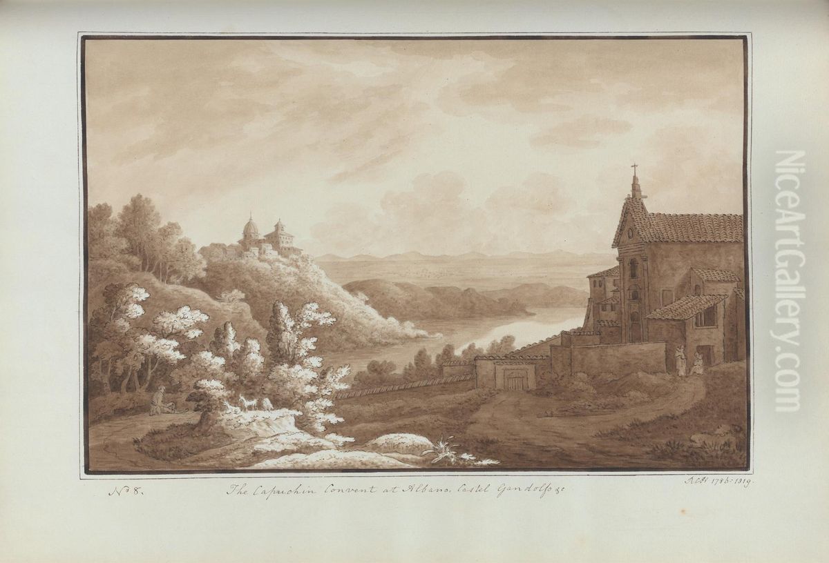 The Capuchin Convent at Albano, Castel Gandolfo Oil Painting by Sir Richard Hoare, 2nd Baronet