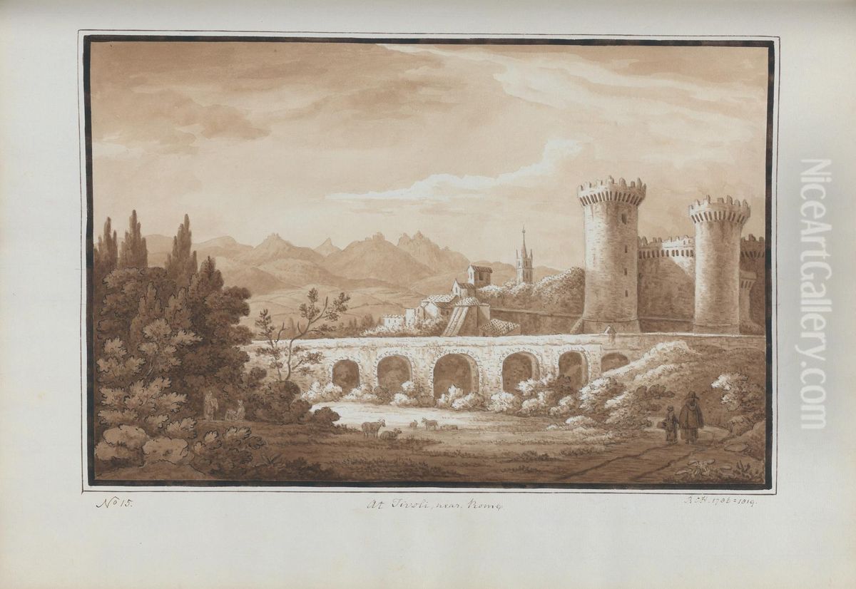 At Tivoli, near Rome Oil Painting by Sir Richard Hoare, 2nd Baronet