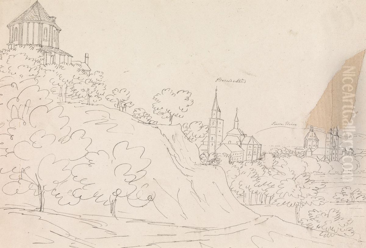 Granada Spain with a Benedictine Church and Sierra Elvira Mountain Region in Background Oil Painting by Henry Swinburne