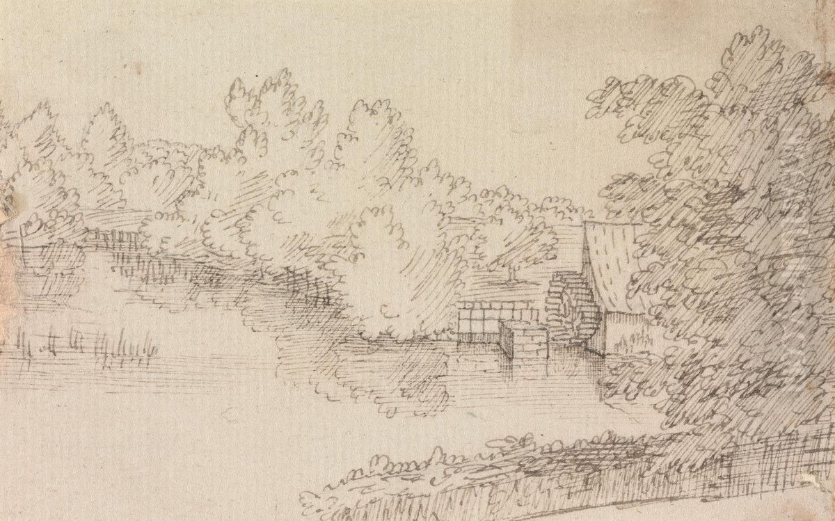 Landscape, with Watermill and River Oil Painting by Henry Swinburne