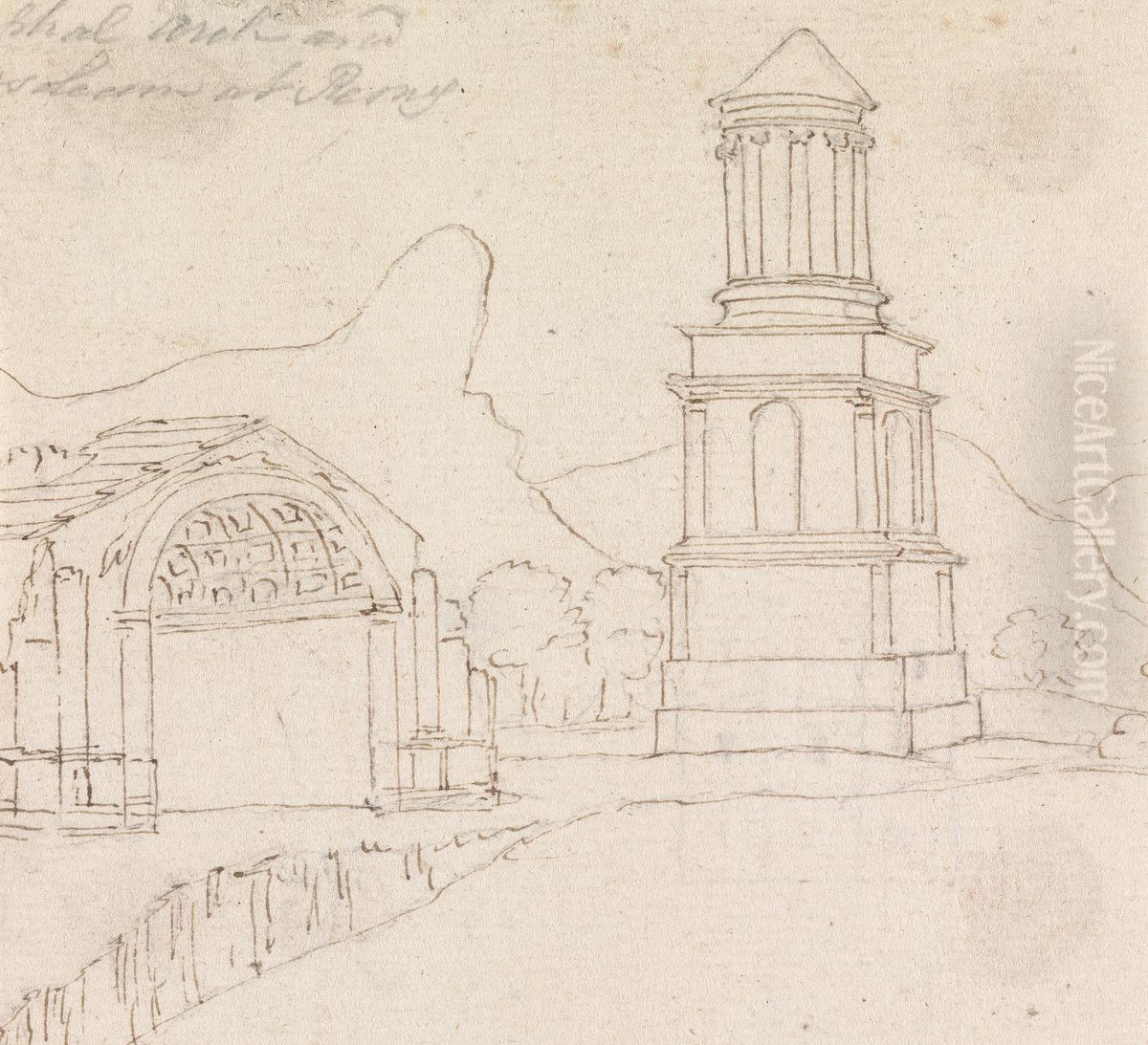 Sketch of al Monument Oil Painting by Henry Swinburne