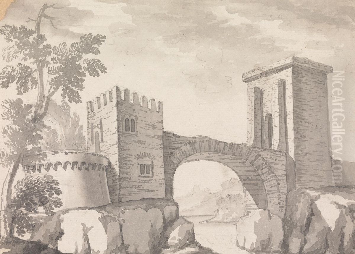 Stone Bridge Oil Painting by Henry Swinburne