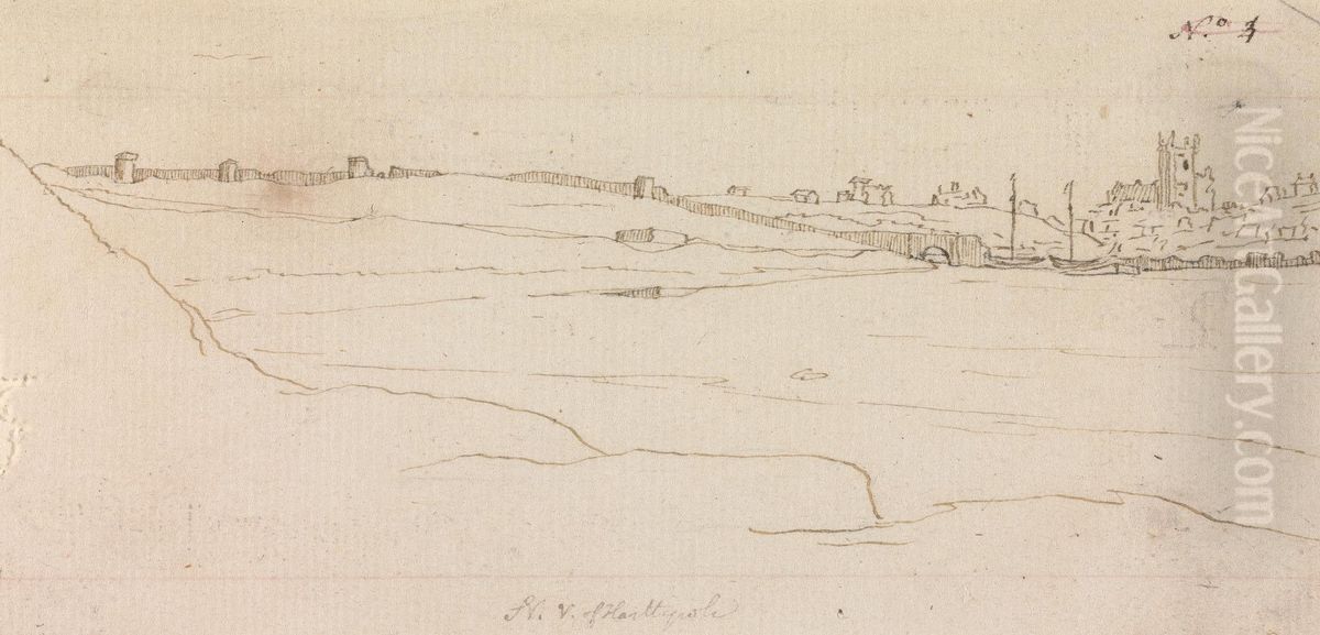 Landscape, with a Village in the Distance Oil Painting by Henry Swinburne