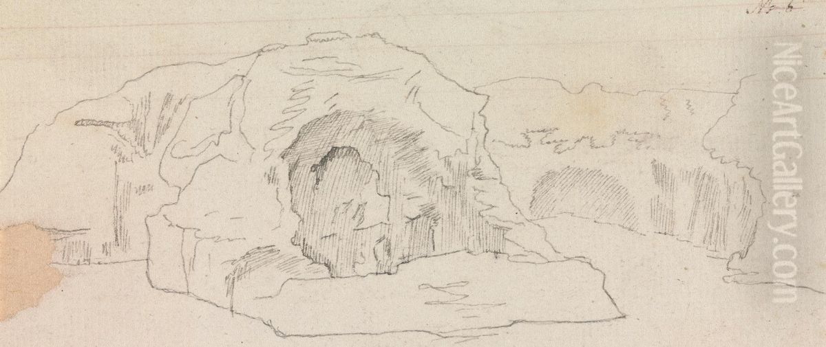 Landscape View of a Grotto Oil Painting by Henry Swinburne