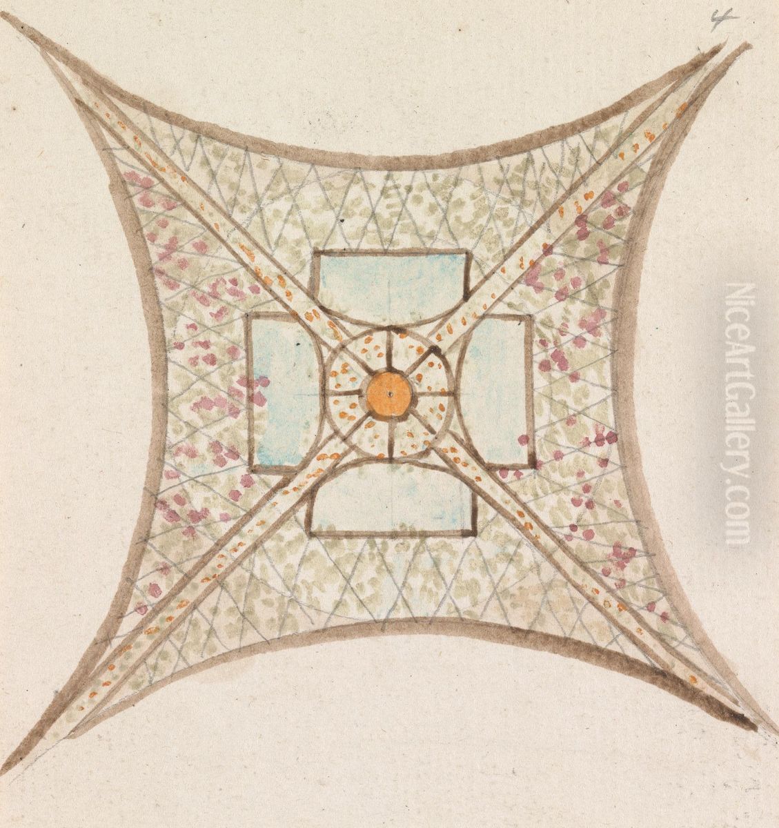 One of Four Sketches, of Ceilings, in the Vatican Gallery Oil Painting by Henry Swinburne