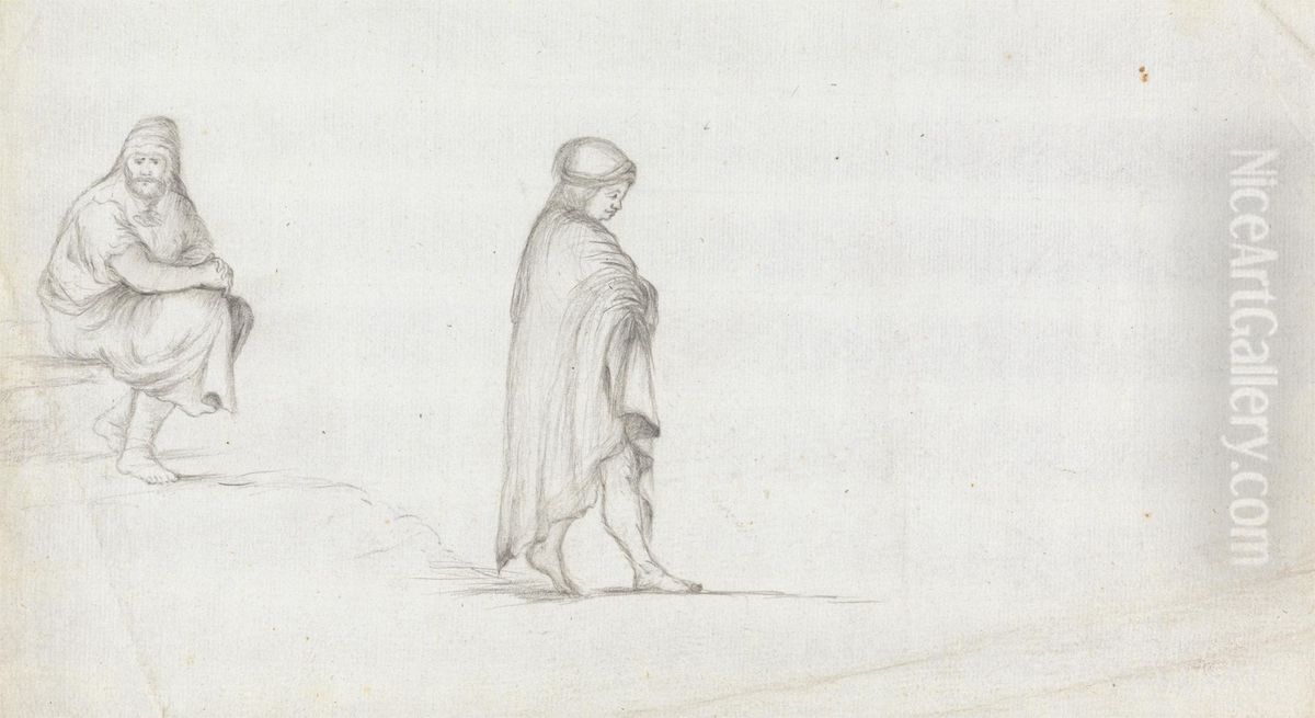 Studies of Two Figures Oil Painting by James Bruce