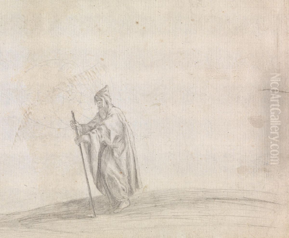 An Old Man Walking Oil Painting by James Bruce