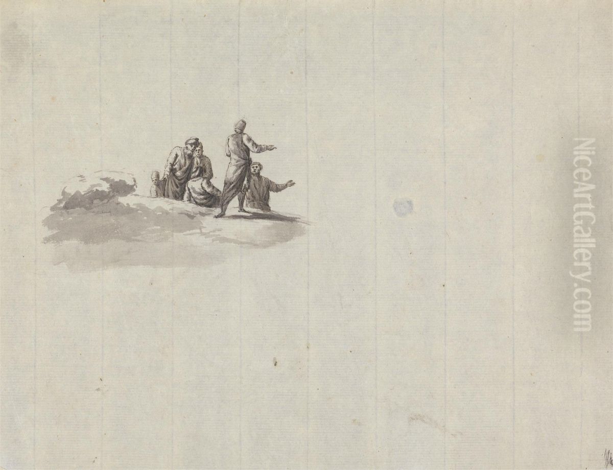 Six Men Talking Oil Painting by James Bruce