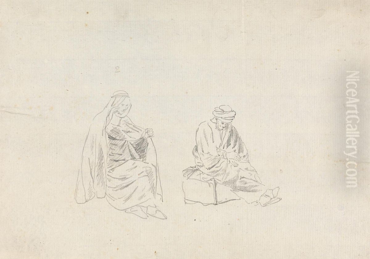 Two Men Seated Oil Painting by James Bruce