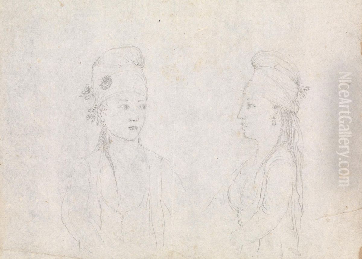 Studies of a Woman Wearing Headdress Oil Painting by James Bruce