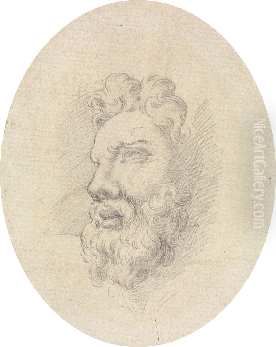 Head of a Bearded Man Oil Painting by James Bruce