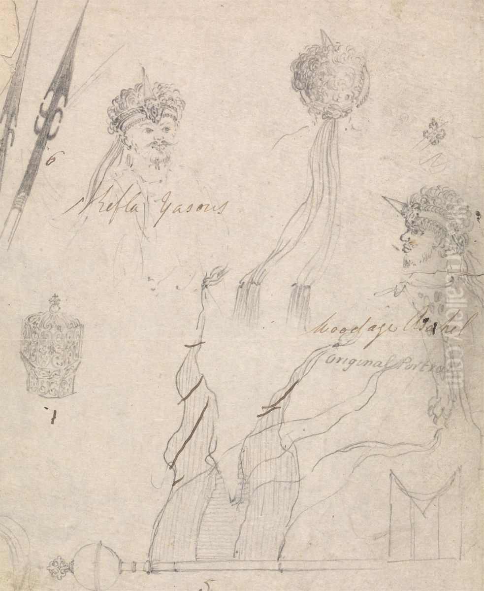 Woodage Asahel and Kefla Yasous with Ceremonial Equipment Oil Painting by James Bruce