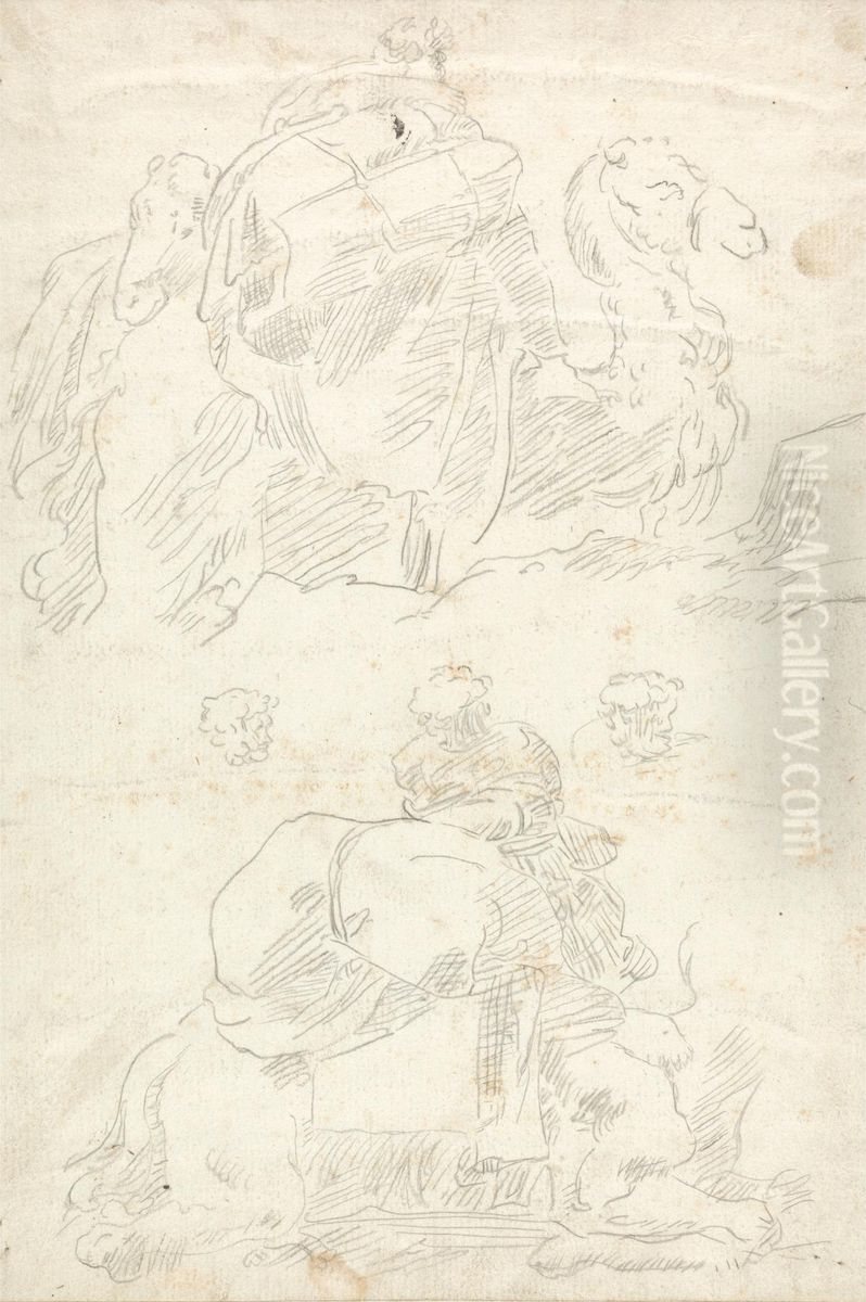 Studies of Camels Kneeling Oil Painting by James Bruce