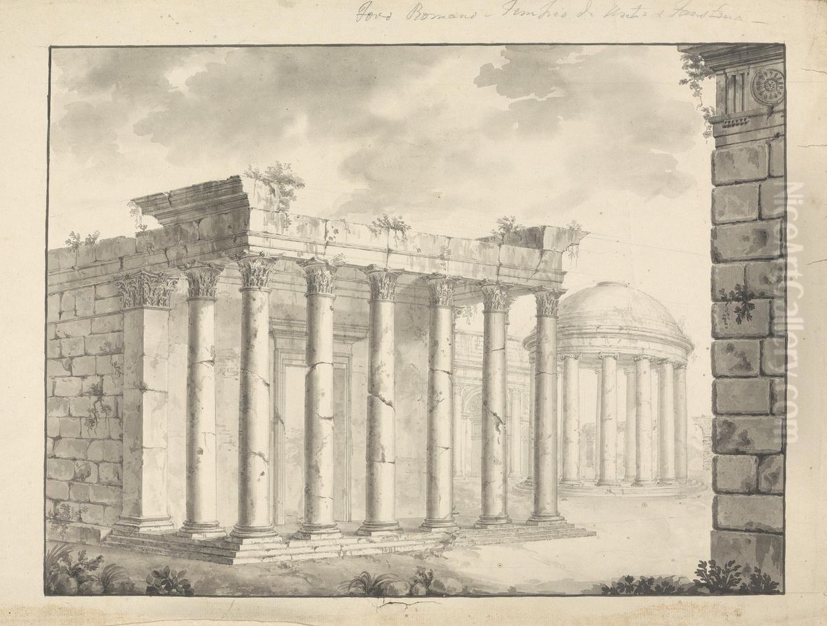 Unidentified Temple Faustana (?) Oil Painting by James Bruce