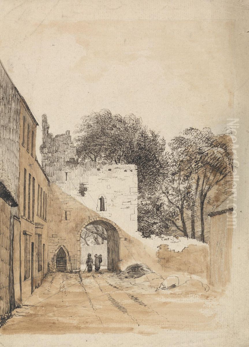 Ruined Gateway at Kilmallock Oil Painting by Thomas Crofton Croker
