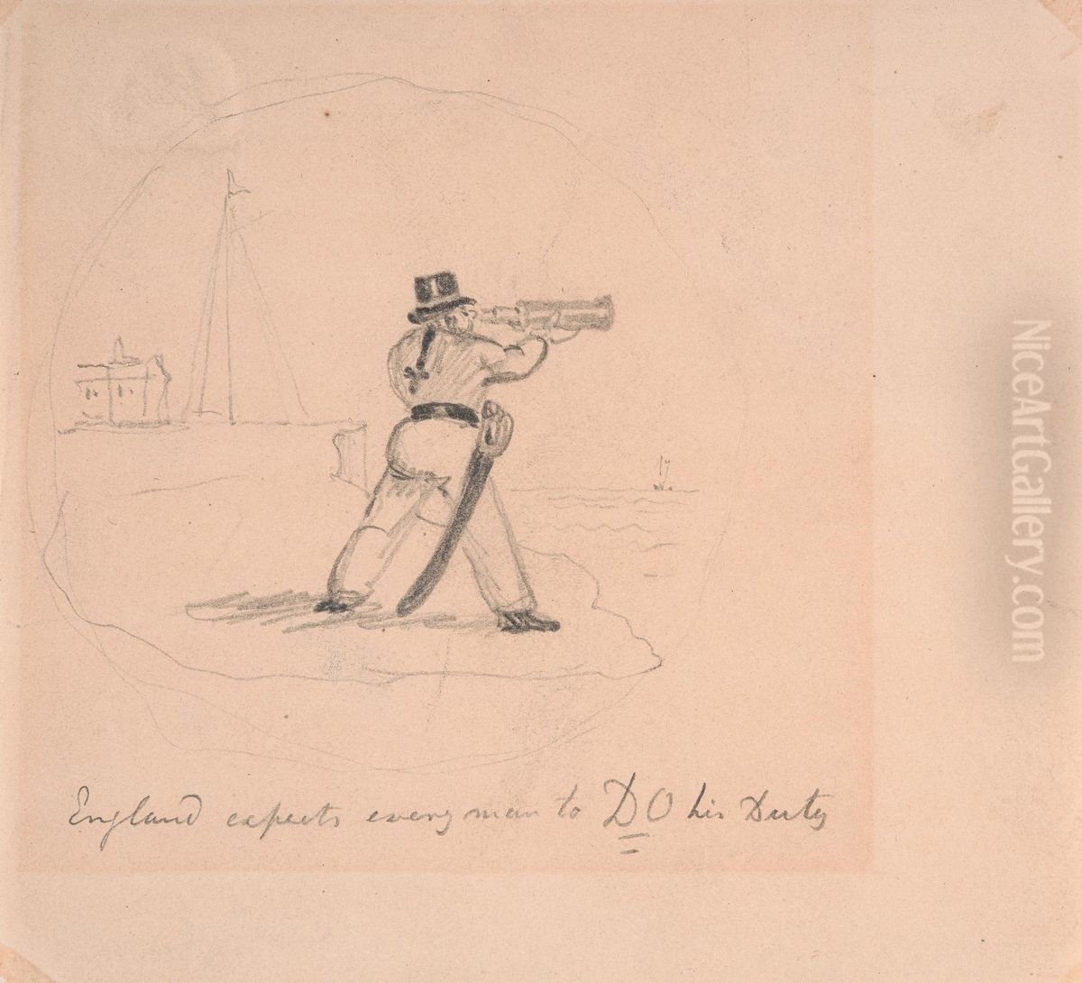 England expects Everyman to -DO- his Duty Oil Painting by George Cruikshank I