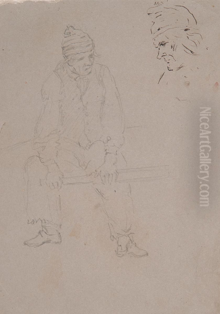 The Man at the Tiller Oil Painting by George Cruikshank I