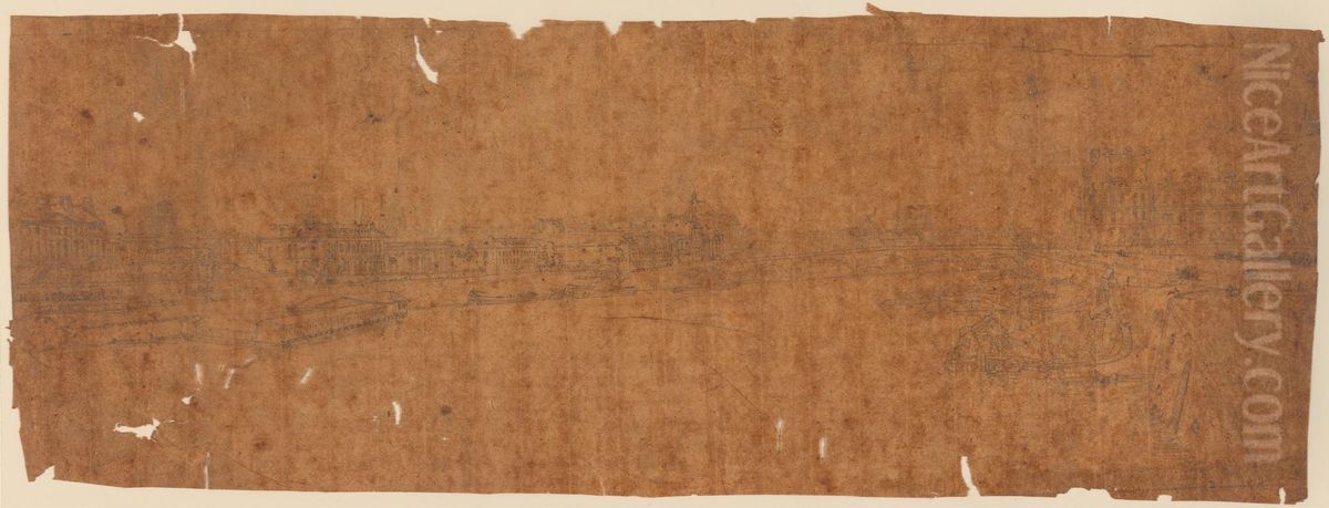 View of the Thuilleries and Bridge, etc., taken from Pont de la Concorde Oil Painting by Thomas Girtin