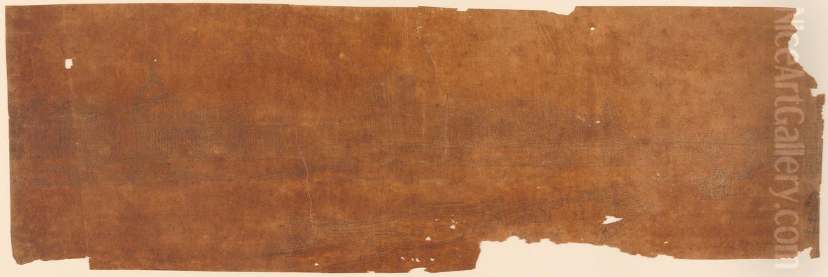 View of Pont Neuf, part of the Louvre, Notre Dame, and the College of Four Nations Oil Painting by Thomas Girtin