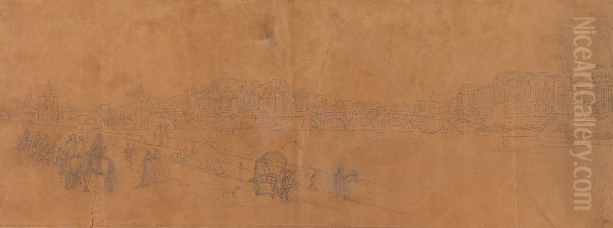 A View of Pont Neuf, the Mint, etc. Oil Painting by Thomas Girtin