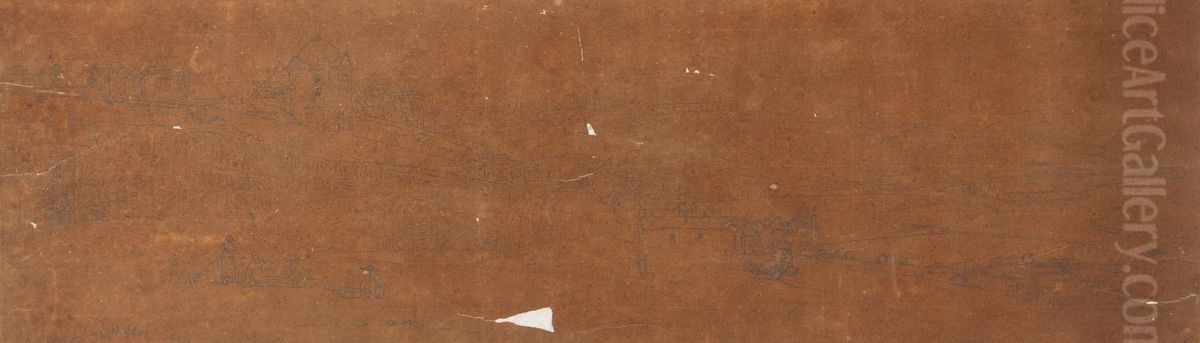 The Aqueduct of Marli seen in the distance Oil Painting by Thomas Girtin