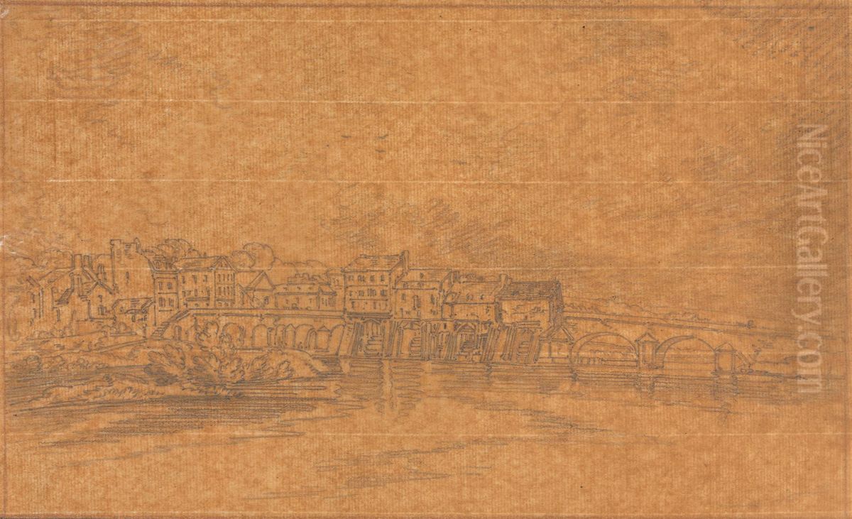 On the Banks of the Marne below the Bridge at Charenton Oil Painting by Thomas Girtin