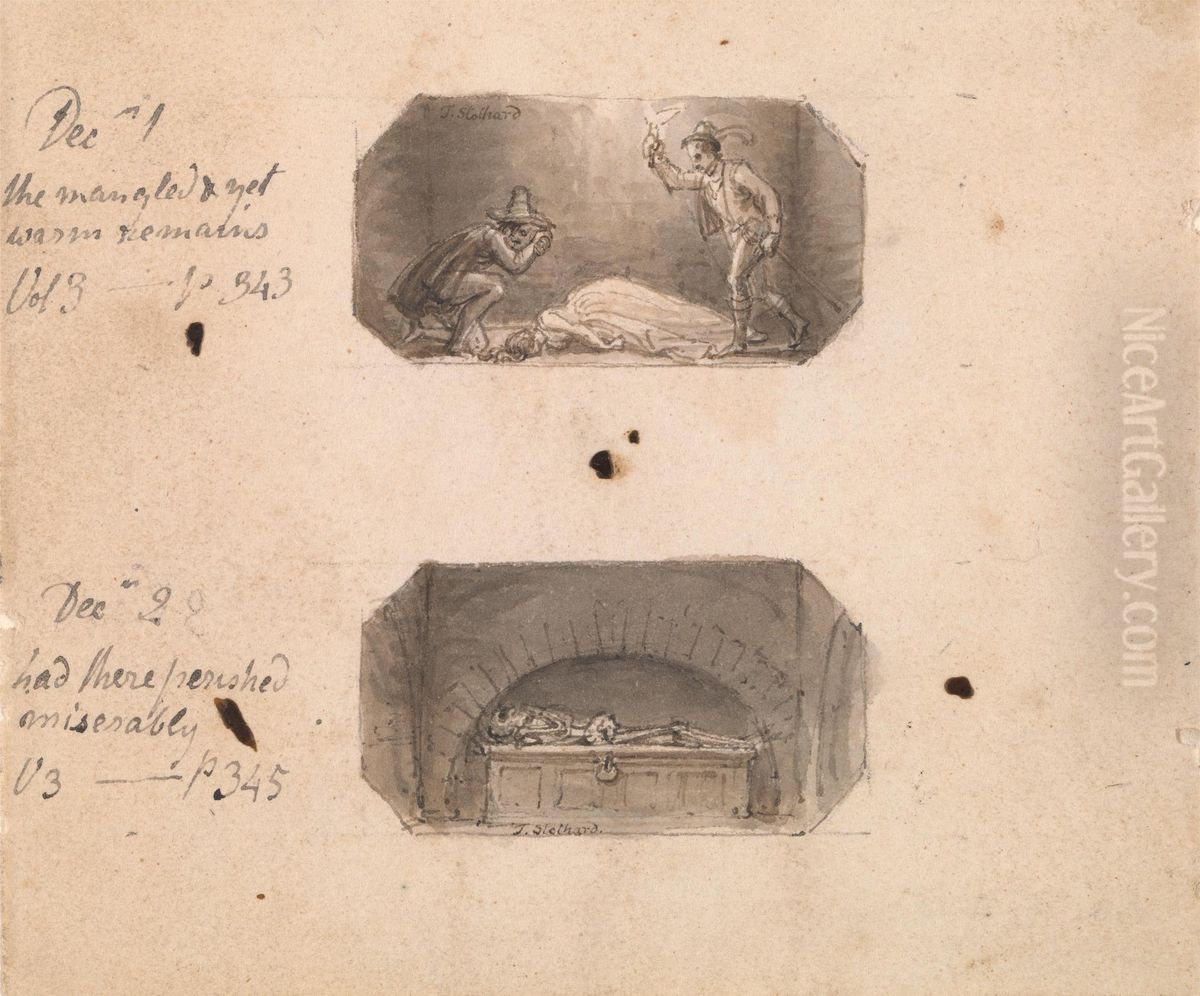 The Mangled and Yet Warm Remains (Vol. 3, p. 343) December 2nd: Had There Perished Miserably (Vol. 3, p. 345) Oil Painting by Thomas Stothard