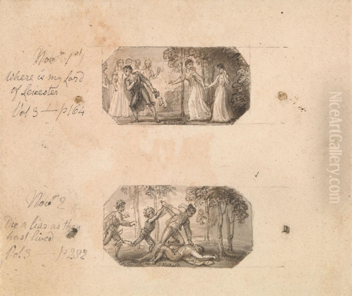 Where is My Lord of Leicester (Vol. 3, p. 164) November 2nd: Die a Liar as They Hast Lived (Vol. 3, p. 282) Oil Painting by Thomas Stothard