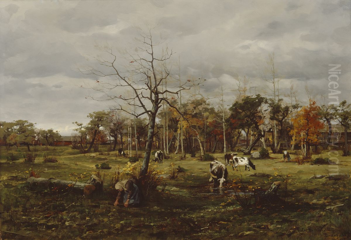 Syysmaisema Oil Painting by Victor Westerholm