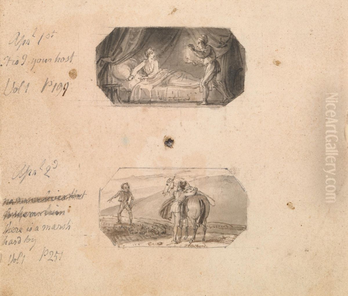 It is I your Host (Vol. 1, p. 199) April 2nd: There is a Marsh [Hard] By (Vol. 1, p. 257) Oil Painting by Thomas Stothard