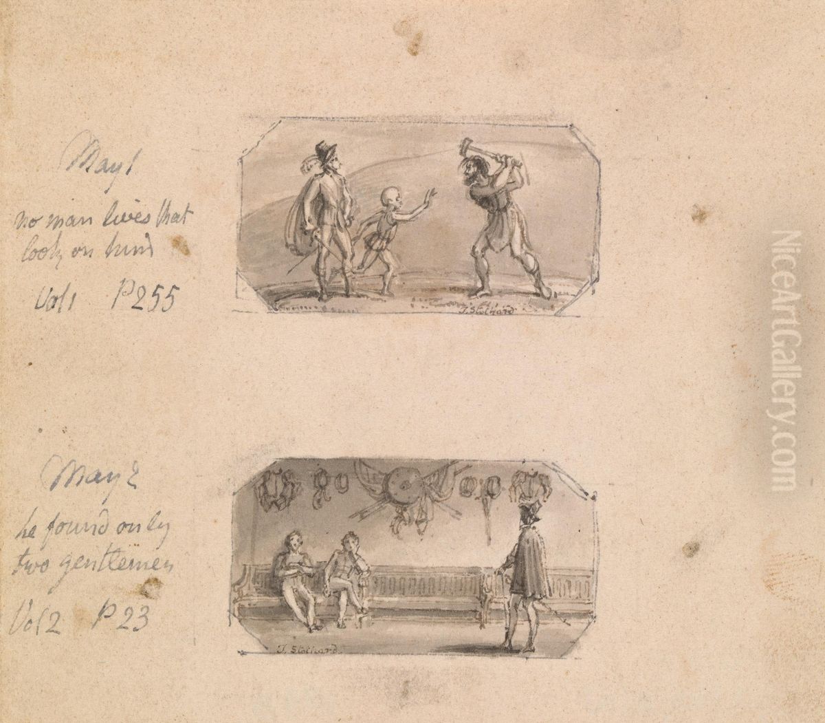 No Man Lives That Looks on Him (Vol. 1, p. 255) May 2nd: He Found Only Two Gentlemen (Vol. 2, p. 23) Oil Painting by Thomas Stothard