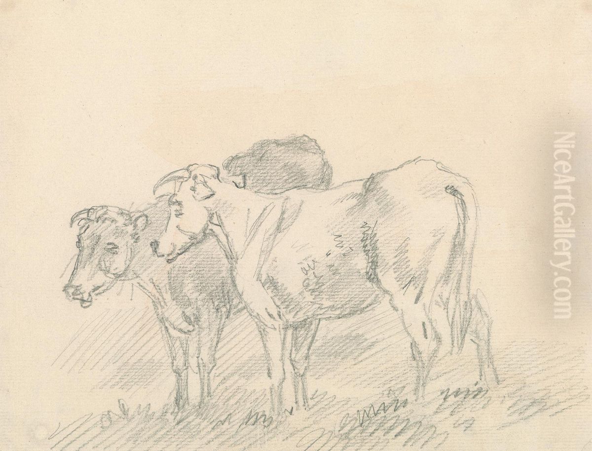 Two Cows Oil Painting by Sawrey Gilpin